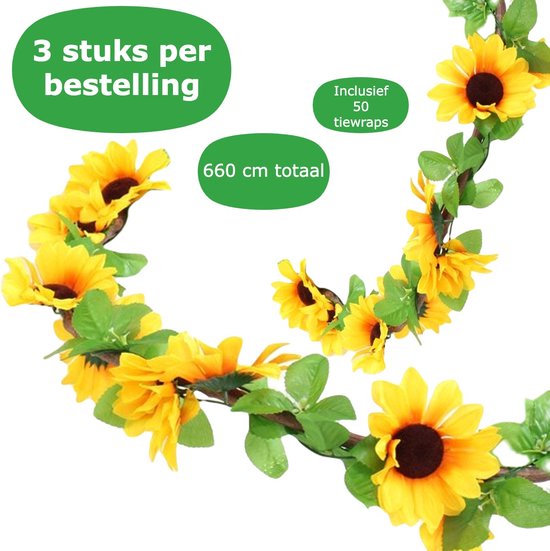 Bloemenslinger fiets - Bloemenstreng - Bloemenslinger plastic - Bloemenslinger fietsmand - kunst hangplant - Fiets bloemen - 3 stuks - inclusief tie wraps van Bloem