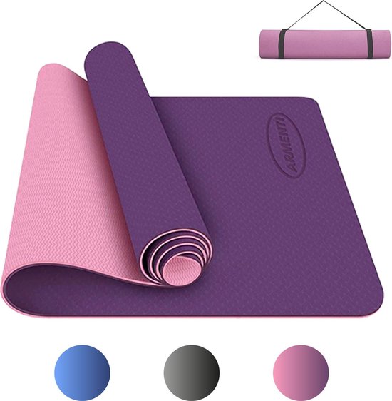 Bobbel Home - Premium Yoga mat - Anti slip -Extra dik - Inclusief Draagtas - Fitness - Pilates mat - Sport Mat - 183 x 60 cm - Roze van Merkloos