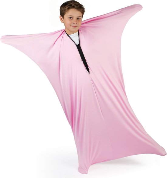 Body Sox voor het hele lichaam, sensorische rekbare bodysok, full-body wrap rekbare Body Sox, sensorische bodysok voor kinderen om te ontspannen en te focussen, zelfkalmering, roze, S, S van Merkloos