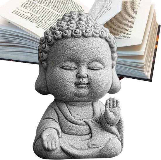 Boeddha Bureaubeeld - Meditatiebeeldje Ornament - Ruimte Decoratie - Vintage Design - 45 x 45 x 7 cm - Groen