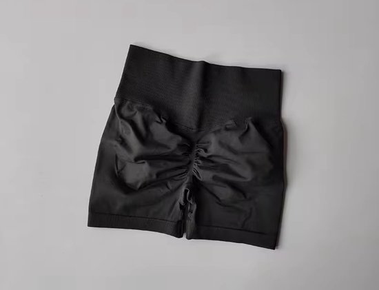 BoostMe Gym Short - Maat L - Antraciet Grijs - Charcoal Grey - Donkergrijs - Seamless Sport Short Dames – Scrunch – High Waist Short Legging – Fitness & Yoga