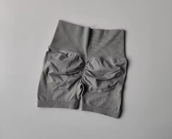BoostMe Gym Short - Maat L - Grijs - Grey - Seamless Sport Short Dames – Scrunch – High Waist Short Legging – Fitness & Yoga