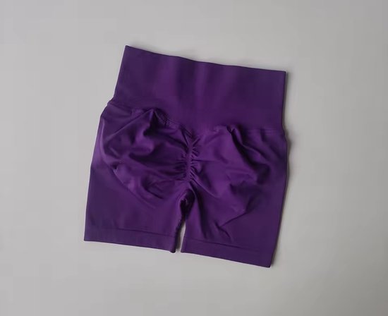 BoostMe Gym Short - Maat L - Paars - Purple - Seamless Sport Short Dames – Scrunch – High Waist Short Legging – Fitness & Yoga van Merkloos
