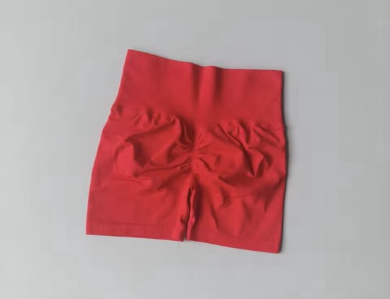 BoostMe Gym Short - Maat L - Rood - Red - Seamless Sport Short Dames – Scrunch – High Waist Short Legging – Fitness & Yoga van Merkloos