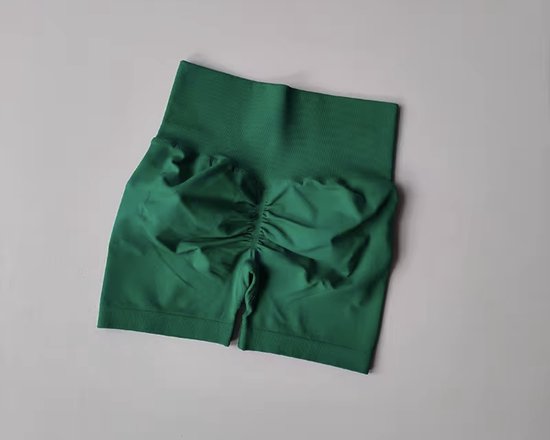 BoostMe Gym Short - Maat M - Donkergroen - Dark Green - Seamless Sport Short Dames – Scrunch – High Waist Short Legging – Fitness & Yoga