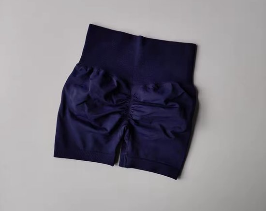 BoostMe Gym Short - Maat M - Navy Blauw - Donkerblauw - Blue - Seamless Sport Short Dames – Scrunch – High Waist Short Legging – Fitness & Yoga van Merkloos