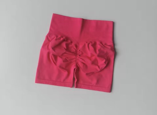 BoostMe Gym Short - Maat S - Bright Pink - Felroze - Seamless Sport Short Dames – Scrunch – High Waist Short Legging – Fitness & Yoga