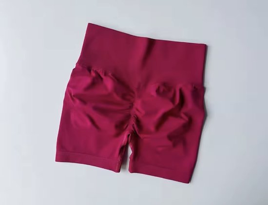 BoostMe Gym Short - Maat S - Cherry Red - Kersenrood - Seamless Sport Short Dames – Scrunch – High Waist Short Legging – Fitness & Yoga van Merkloos