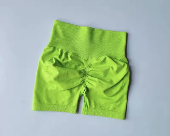 BoostMe Gym Short - Maat S - Lime Groen - Seamless Sport Short Dames – Scrunch – High Waist Short Legging – Fitness & Yoga van Merkloos