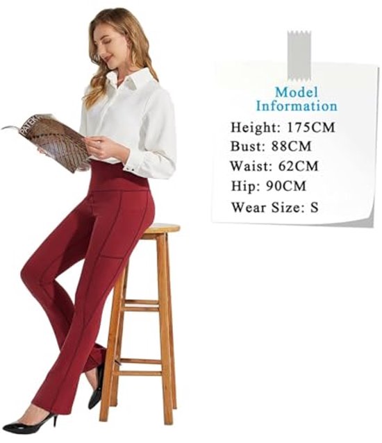Bootcut yogabroek dames | Hoge taille, waterdicht & ondoorzichtig | Met buikcontrole en zakken