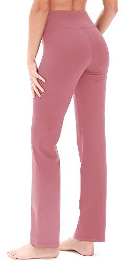 Bootcut Yogabroek voor Dames - Hoge Taille Buikcontrole - Sportbroek met Verborgen Zak - XL Roze