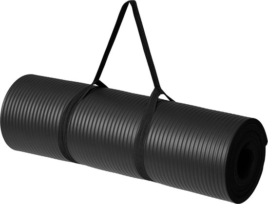 BOTC Yogamat Antislip - 183*60*1cm - Sportmat Fitness Mat Duurzaam - Incl Draagtas - Hypoallergene yogamat - Zwart van BOTC