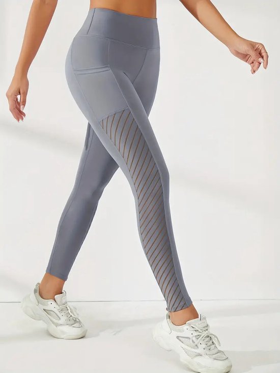 Breathable Pocket Legging - Dames - Sportbroek - Sportlegging - Mesh panelen - Ademend - met zakken - Comfortabel - Lichtgrijs - Grijs - Grey van Litex Sportswear