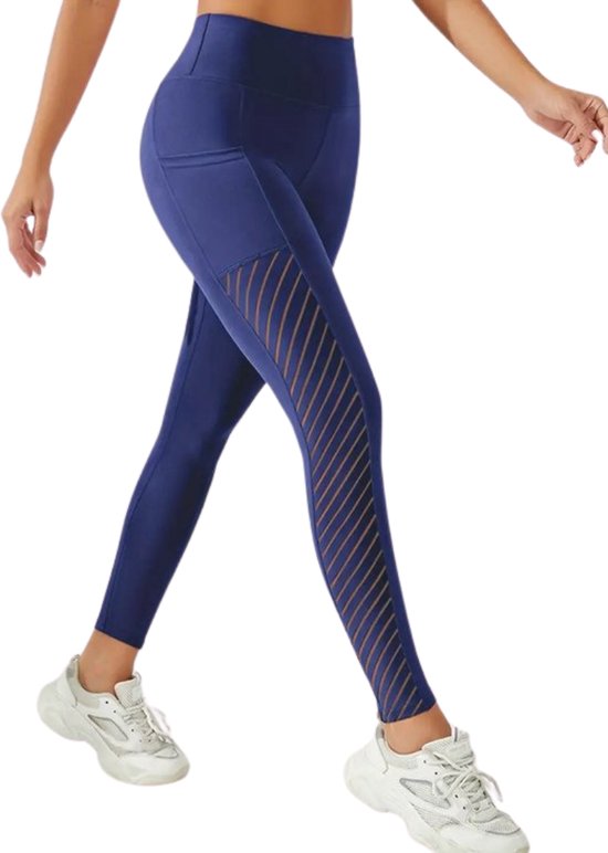 Breathable Pocket Legging - Dames - Sportbroek - Sportlegging - Mesh panelen - Ademend - met zakken - Comfortabel - Navy Blue - Blauw van Zen_chi