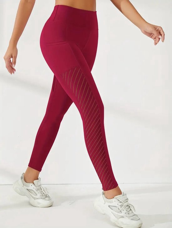 Breathable Pocket Legging - Dames - Sportbroek - Sportlegging - Mesh panelen - Ademend - met zakken - Comfortabel - Rood - Donkerrood van Love Generation