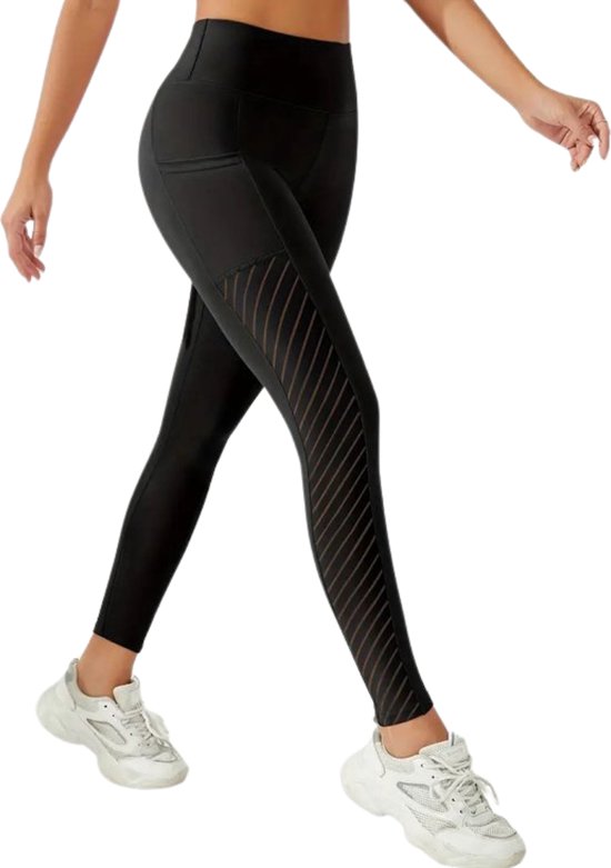 Breathable Pocket Legging - Dames - Sportbroek - Sportlegging - Mesh panelen - Ademend - met zakken - Comfortabel - Zwart van Urban Classics