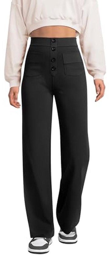 Brede Hoge Taille Sportbroek Dames met Zakken