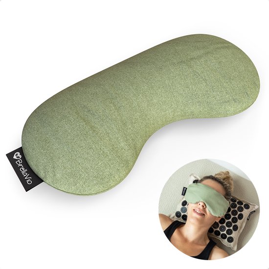 BrellaVio Oogkussen Lavendel - Groen - Yoga Oogmasker - Verzwaard - Gevuld met Lavendelbloemen en Lijnzaad van BrellaVio