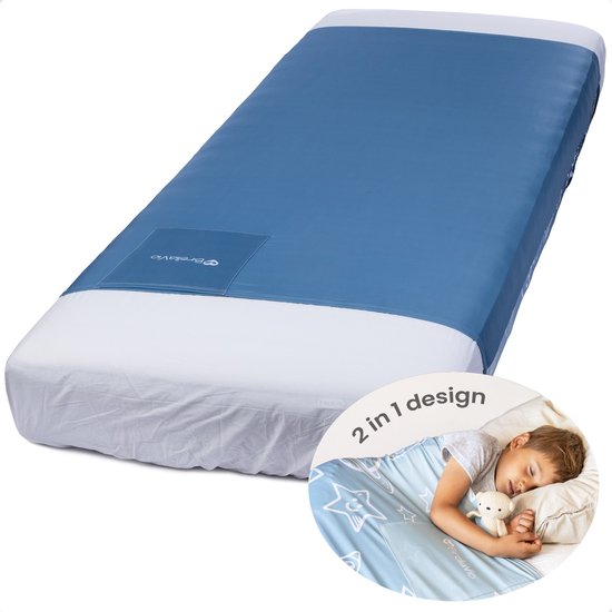 BrellaVio Slaaptunnel - Voor 1 persoons bed 90x200 cm - Nachtblauw - 2 in 1 Design - Bedtunnel - Alternatief Verzwaringsdeken Kind - Hulpmiddel hoogsensitieve kinderen, angst, ADHD, autisme en onrustig slapen van BrellaVio