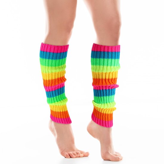 Bremorou Rainbow Leg Warmers 80's Neon Knitted Damen Stulpen - Crochetradige, Ribgebreide Leggings voor Dans, Sport, Feest en Yoga - Multicolor, 40...