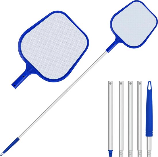 Brenzoos - Aluminium Telescopische Pool Skimmer Net, Verstelbaar 48 Inch, Vijver Reiniging, Fijn Mesh Blad Net voor Tuinvijver en Hot Tub - Blauw van Brenzoos