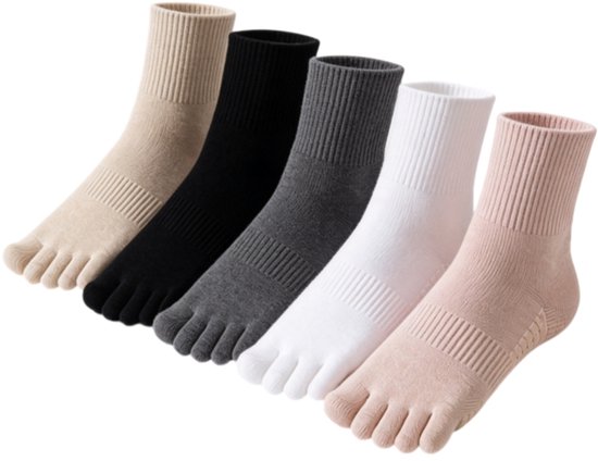 Casalola - Sokken met gesplitste tenen - Vijf-teensokken - Antibacterieel & Geurwerend - Voetmassage - Verpakking van 5 paar - Antislip - Katoen - Comfortabel - Voorkomt kruisbesmetting - Unisex