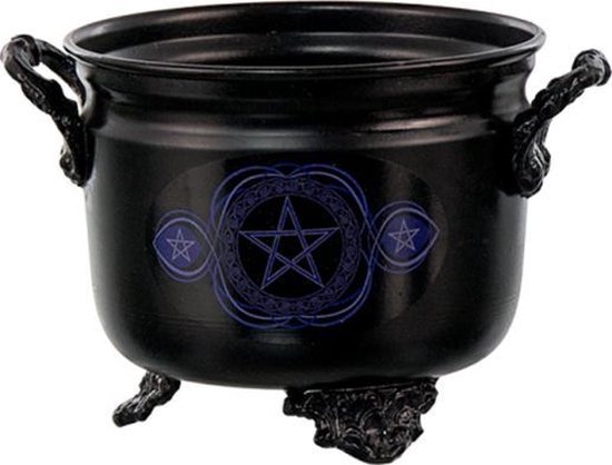 Cauldron (heksenketel) blauw pentagram - 10x8 cm van Merkloos
