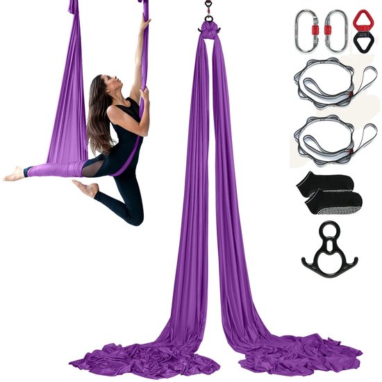 Cellista - Aerial Yoga Hangmat 8-11 Yard 7-10m - Yoga Swing Set - Inversie Trainer - Lucht Yoga Doek - Nylon Yoga Hangmat - Ophangsysteem
