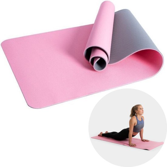 Cheqo® PRO FIT Antislip Yogamat - Sportmat - Fitnessmat - 173x58cm - Roze van Cheqo®