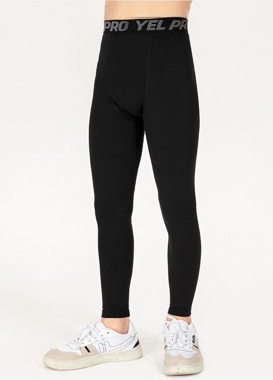 Chibaa - Jongens Thermisch Sport Legging - Thermo Sportbroek - Gymmen - Voetbal - Trainen - Elastisch - Zwart - Maat: 130-140 - 9/10 Jaar van Chibaa