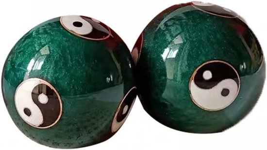 Chinese Hand Ballen - Meditatie Ballen - Stress Verlichting - Yin Yang Design - 47 cm Diameter - Groen