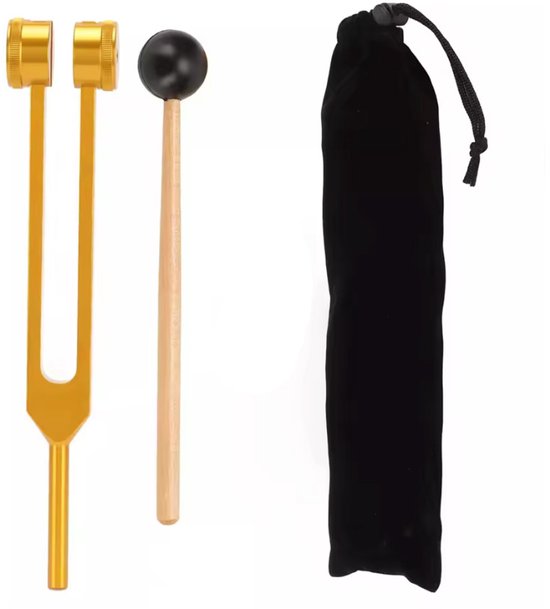 CHPN - 128HZ stemvork - Tuning-Healing-Stemvork- 128 Hz - Goudkleurig e stem vork - Chakra - Chakra activeren - Akoestisch - Geluidstherapie - Met opbergzakje van Merkloos