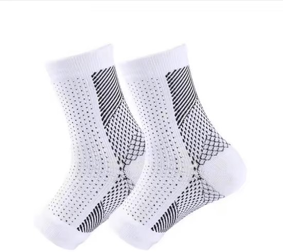 CHPN - Compressie Sokken - Wit - Sportsokken - Wandel sokken - Outdoor sokken - Reissokken - 1 paar - Teenloze sokken - Steunsokken - Steunkousen - Maat 40-44 van CHPN