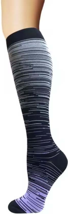 CHPN - Compressiekousen - Steunkousen - 1 paar - Hoge sokken - Beter bloedsomloop - Unisex - Zwart - Maat 41-46 - Warme kuiten tijdens het lopen van CHPN