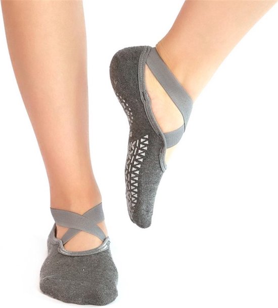 CHPN - Yoga Sokken - 1 paar - Anti-slip - Sportsokken - Dames - Grijs - Pilatessokken - Elastisch - Fitness sokken - Yogasok - Danssokken - Maat 36/40 van CHPN