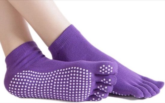 CHPN - Yogasokken - Sportsokken - Yoga - Antislip - Paarse sokken - Vrolijke gekleurde sokken - Sokken - Yogasok - Teensokken - 36-40 - Danssokken van CHPN