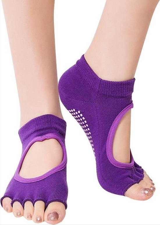 CHPN - Yogasokken - Sportsokken - Yoga - Antislip - Paarse sokken - Vrolijke gekleurde sokken - Sokken - Yogasok - Teensokken - Danssokken - 36-40 van CHPN