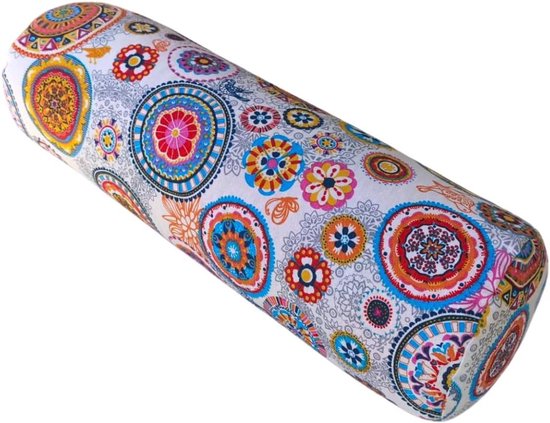 Cilindrische yogabolster - Yogakussen ondersteuning - Yoga pilates meditatie - Afneembare wasbare hoes - 62x20 cm - Veelkleurig