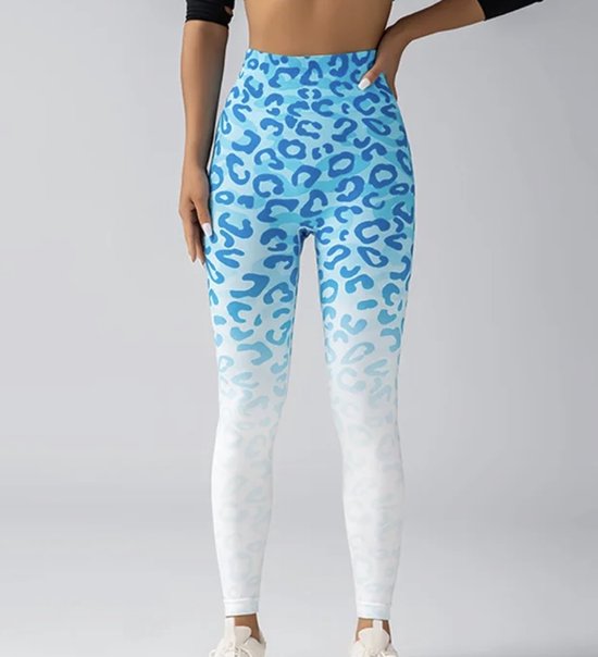 Colourful Leopard Legging - Maat S - Blauw - Blue - Gymkleding - Sportkleding - Sportlegging - Fitness kleding - Fitness legging - Yogakleding - Yogalegging van Love Generation