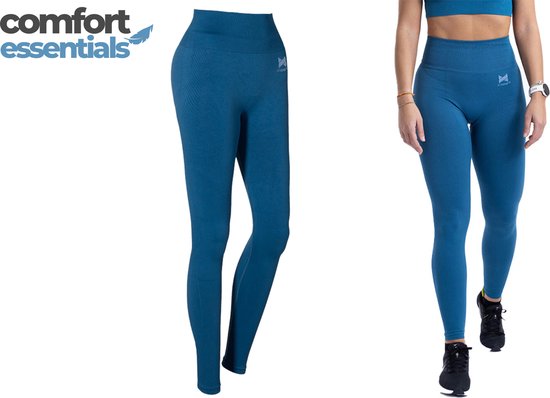 Comfort Essentials - Sportbroek dames - Sportlegging dames - Sportkleding - Yogalegging - High Waist Sport Legging Dames - Squat Proof - Shapewear - Blauw Maat L van Comfort Essentials