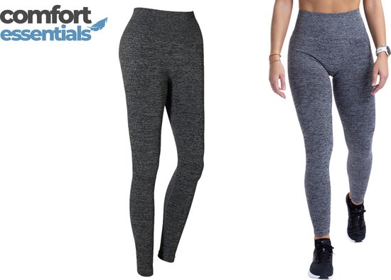 Comfort Essentials Sportlegging Dames – Antraciet Melange – Maat M – Sportkleding – Sportbroek Dames – Sportlegging Dames High Waist van Comfort Essentials