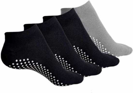 Comfortabele Antislip Yoga Sokken voor Dames - Rubber Sportsokken Maat 35-42 in Zwart en Grijs