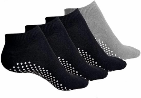 Comfortabele Antislip Yogasokken voor Dames - Rubber Sportsokken Maat 35-42 in Zwart en Grijs