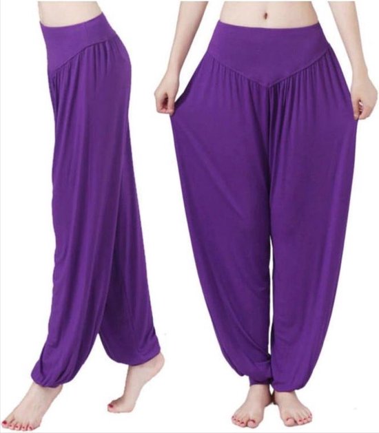 *** Comfortabele Harembroek - Harem palts - Yogabroek - Losse broek - Chillbroek - Harem - Paars - XL - Chillpants - Yoga - van Heble® *** van Heble®