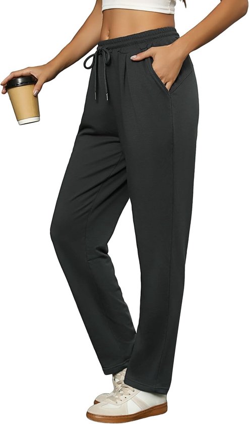 Comfortabele Katoenen Sportbroek met Elastische Tailleband en Touwtjes voor Thuis, Yoga en Hardlopen, Maat S-XXL