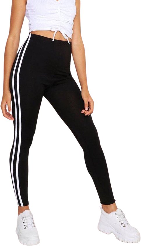Comfortabele Sport Legging / Pants - Stretch & Kwaliteit - Zwart-Wit - L
