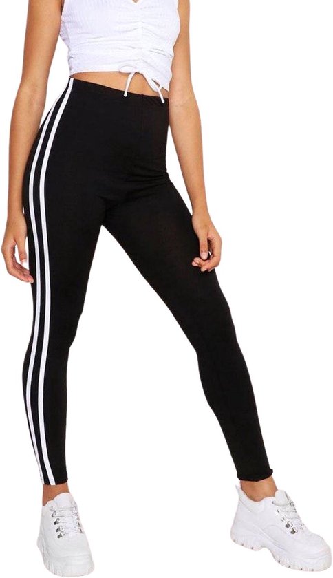 Comfortabele Sport Legging / Pants - Stretch & Kwaliteit - Zwart-Wit - M