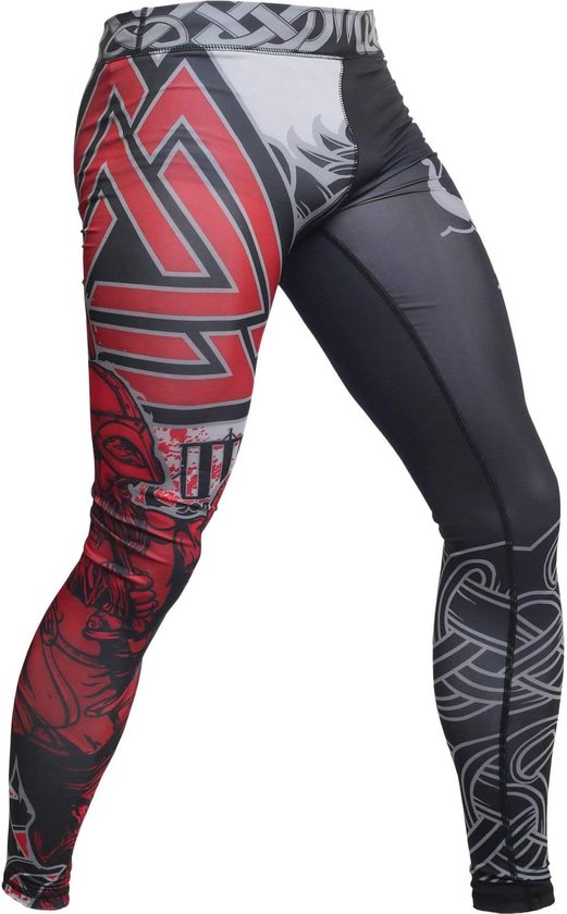 Compressie Leggings 4XL - Grijs Rood - Onderlaag voor MMA en BJJ - Ideaal voor Fitness en Hardlopen - ShopVlot