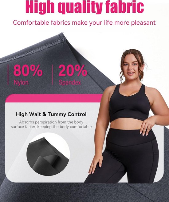 Compressie Leggings voor Dames met Zakken, Figuurcorrigerend Hoog Taille en Grote Maten