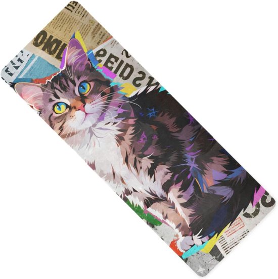 Cool Brown Cat bedrukte yogamat dun dik 1 mm voor outdoor antislip, met draagtas tapete para ejercicio 71x26 inch